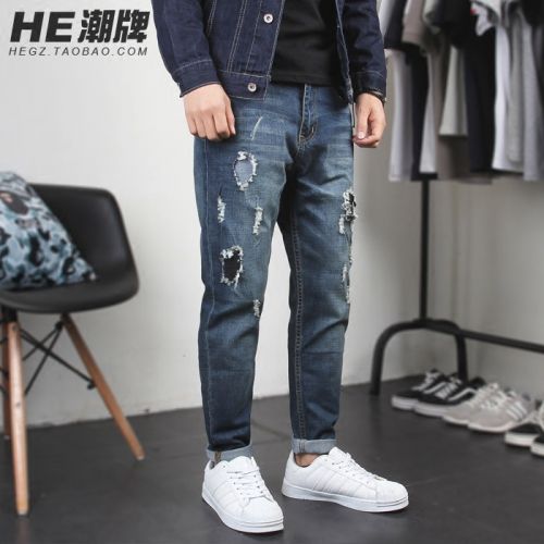 Jeans pour adolescent pieds Slim en coton Quatre saisons - Ref 1464436