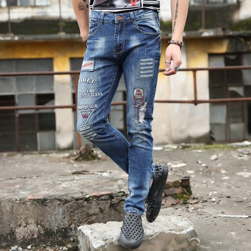 Jeans pour adolescent pieds Slim en coton Quatre saisons - Ref 1464448