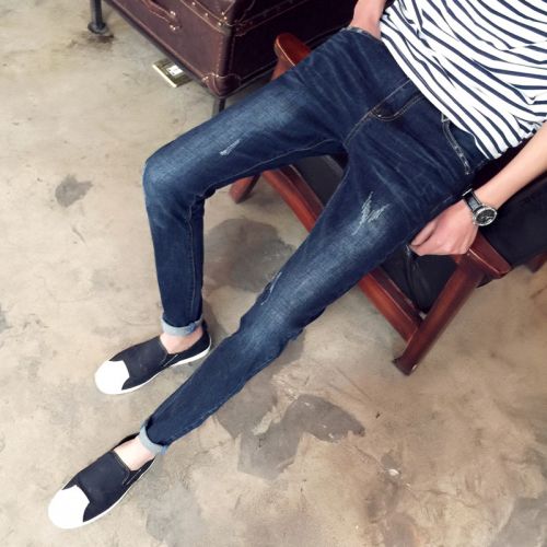 Jeans pour jeunesse pieds Slim en coton automne - Ref 1464468