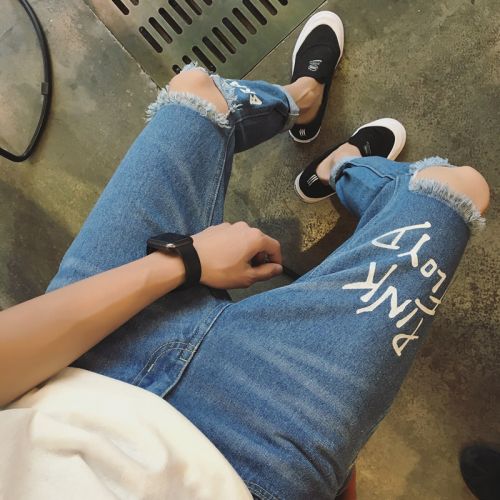 Jeans pour adolescent pieds Slim en coton automne - Ref 1464470