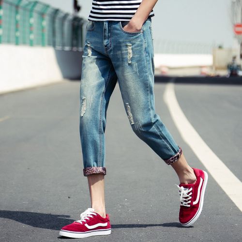 Jeans pour jeunesse pieds Slim en coton été - Ref 1464477