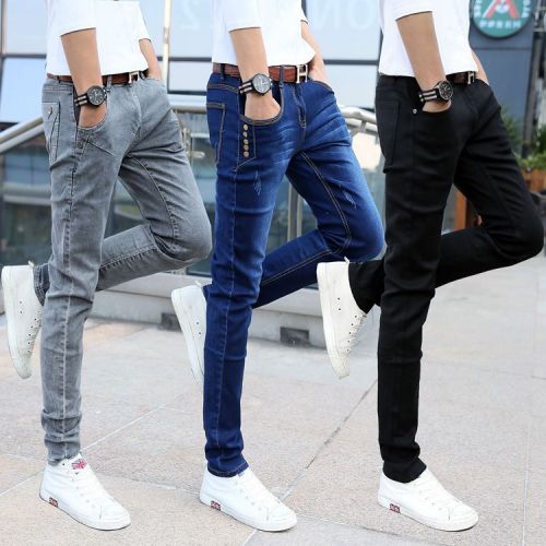 Jeans pour adolescent pieds Slim en coton Quatre saisons - Ref 1464484