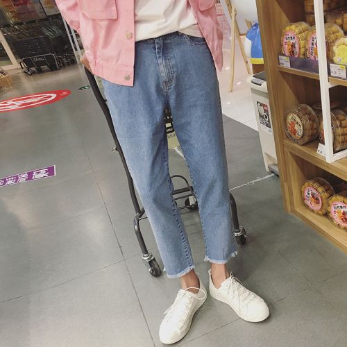 Jeans pour jeunesse pieds Slim en coton été - Ref 1464486