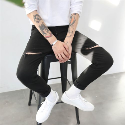 Jeans pour adolescent pieds Slim en coton automne - Ref 1464491