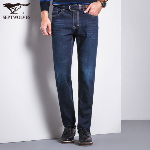 Jeans pour jeunesse coupe droite SEPTWOLVES en coton automne - Ref 1464536