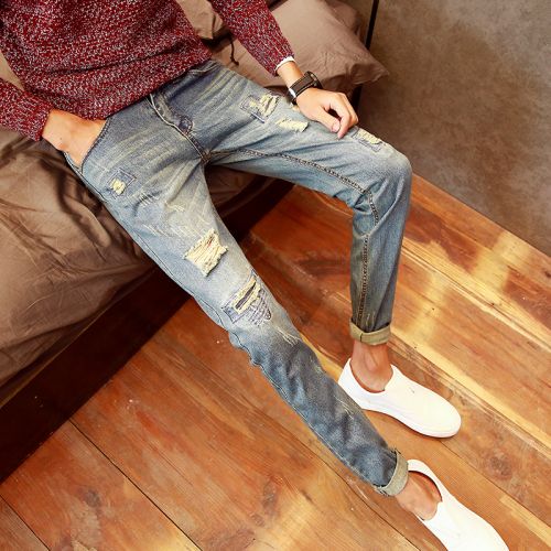 Jeans pour adolescent coupe droite en coton été - Ref 1464557