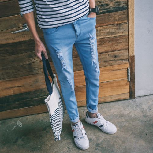 Jeans pour jeunesse pieds Slim BESTROY en CVC été - Ref 1464571