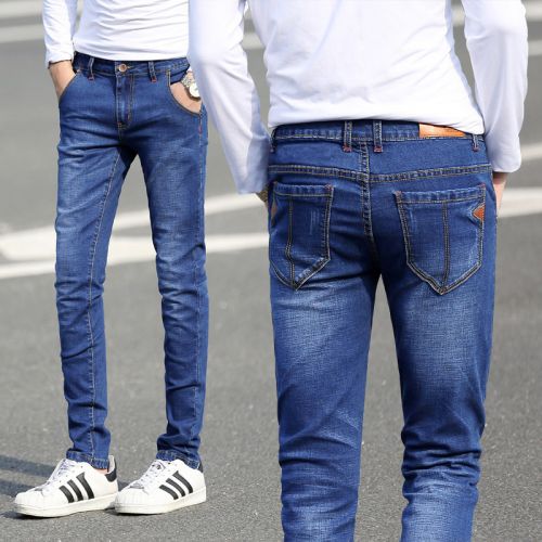 Jeans pour adolescent pieds Slim en coton automne - Ref 1464586