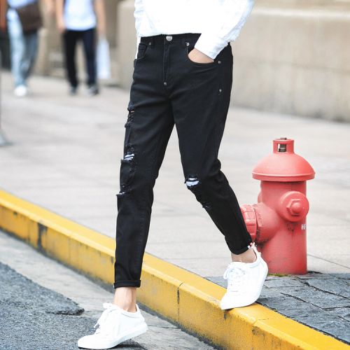 Jeans pour adolescent pieds Slim en coton Quatre saisons - Ref 1464617