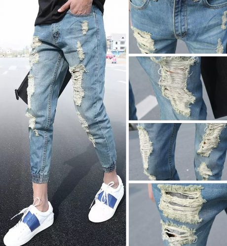 Jeans pour adolescent pieds Slim en coton été - Ref 1464620