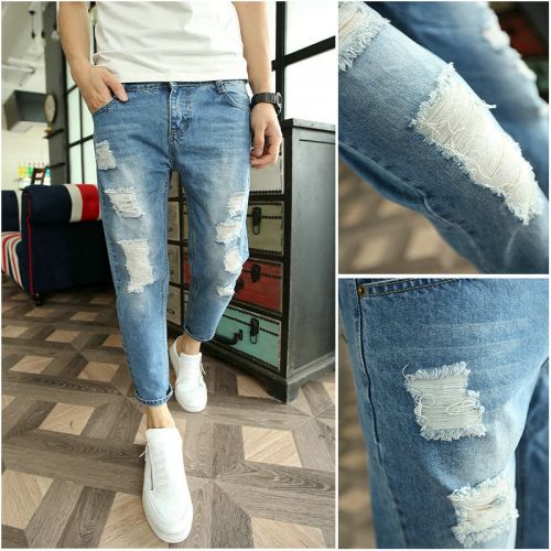 Jeans pour jeunesse Sarouel, pieds Slim en coton été - Ref 1464634