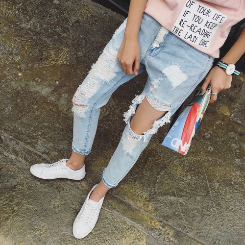 Jeans pour adolescent pieds Slim en coton automne - Ref 1464652