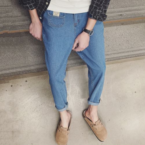 Jeans pour adolescent pantalon bas entrejambe Croix en coton printemps - Ref 1464655