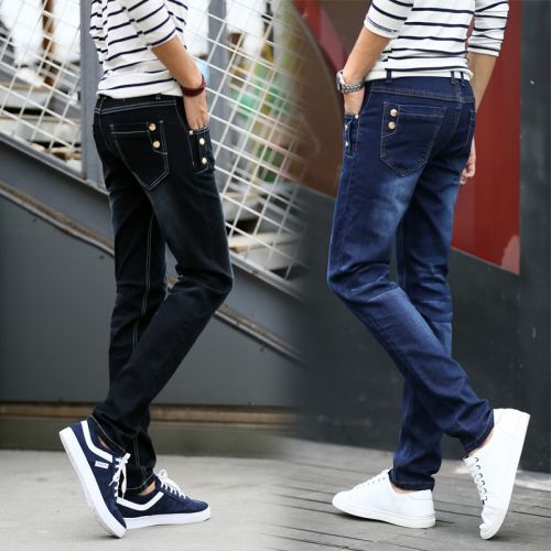 Jeans pour jeunesse pieds Slim en coton automne - Ref 1464665