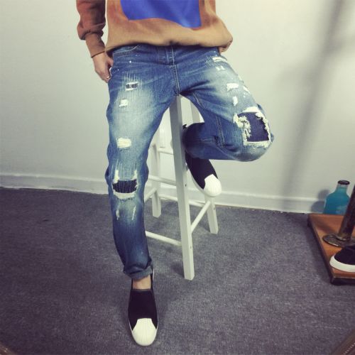 Jeans pour jeunesse pieds Slim en coton automne - Ref 1464678