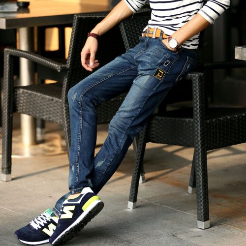 Jeans pour jeunesse pieds Slim en coton hiver - Ref 1464689
