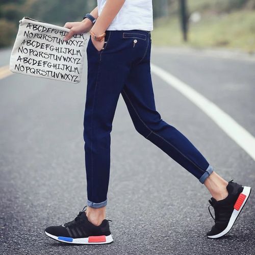 Jeans pour adolescent pieds Slim en coton printemps - Ref 1464719