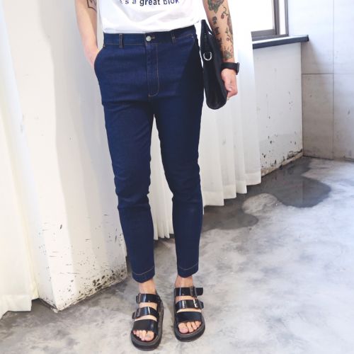 Jeans coupe droite en coton pour été - Ref 1464738