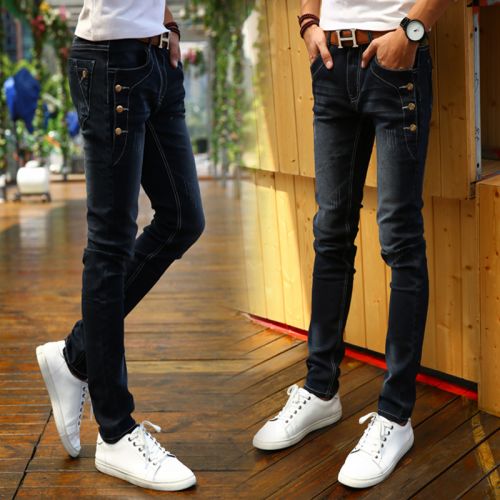 Jeans pour adolescent pieds Slim en coton printemps - Ref 1464741