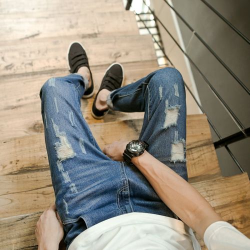 Jeans pour jeunesse pieds Slim en coton automne - Ref 1464768