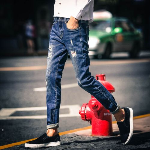 Jeans pour jeunesse pieds Slim en coton automne - Ref 1464795