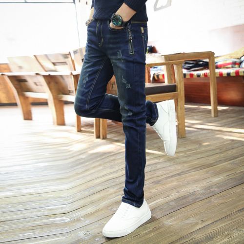 Jeans pour adolescent pieds Slim en coton automne - Ref 1464816