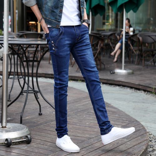 Jeans pour adolescent pieds Slim de coton, fibres polyester automne - Ref 1464821