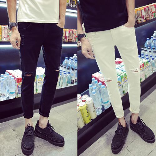Jeans pour jeunesse pieds Slim en coton été - Ref 1464834