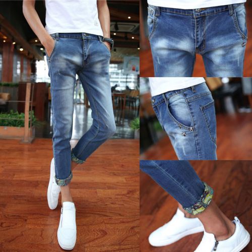 Jeans pour adolescent pieds Slim en coton été - Ref 1464836