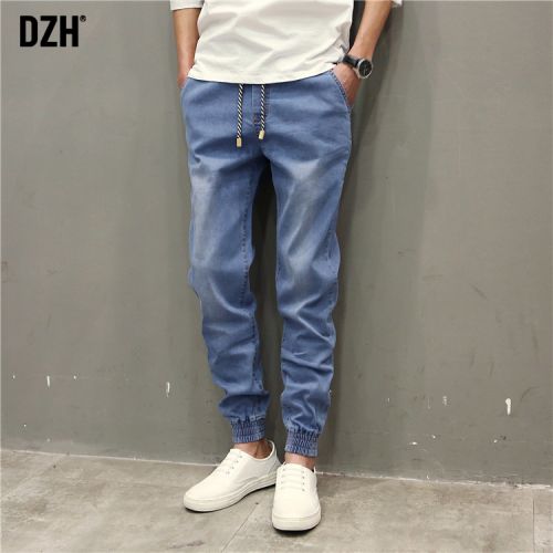 Jeans pour jeunesse pieds Slim de coton, polyéthylène téréphtalate PET polyuréthane élastique fibreux spandex printemps - Ref 1464850