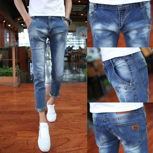 Jeans pour adolescent pieds Slim en coton été - Ref 1464861