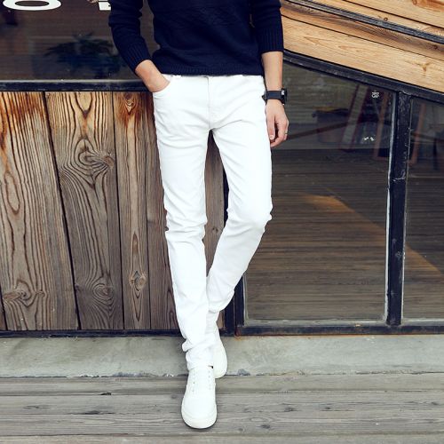 Jeans pour adolescent pieds Slim en coton printemps - Ref 1464891