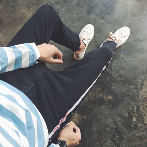 Jeans pour adolescent pieds Slim en coton automne - Ref 1464935