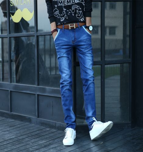 Jeans pieds Slim JIACZULIOU en coton pour été - Ref 1464962