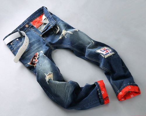 Jeans pour adolescent coupe droite en coton Quatre saisons - Ref 1464969