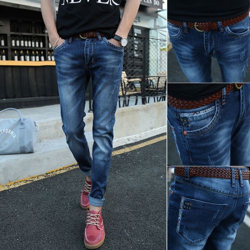 Jeans pour jeunesse pieds Slim en coton printemps - Ref 1464979
