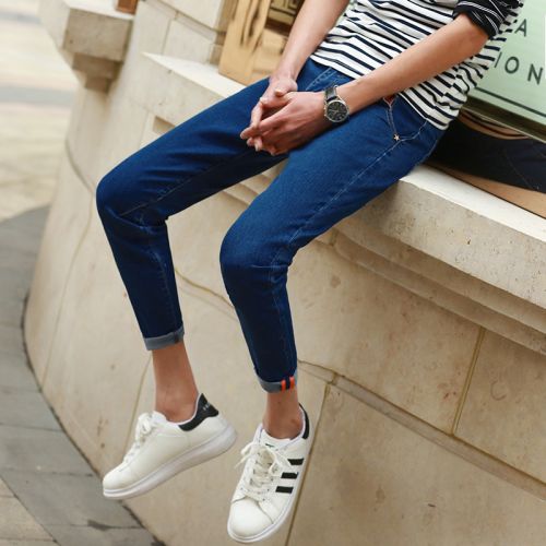 Jeans pour jeunesse pieds Slim Coton, de fibres polyester fibre élastique polyuréthane spandex Quatre saisons - Ref 1464982