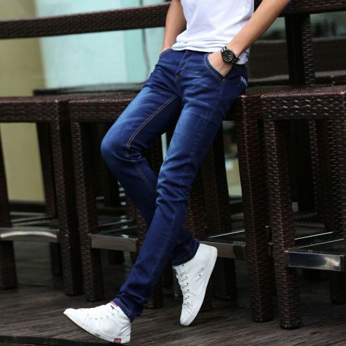 Jeans pour adolescent pieds Slim en coton hiver - Ref 1464991