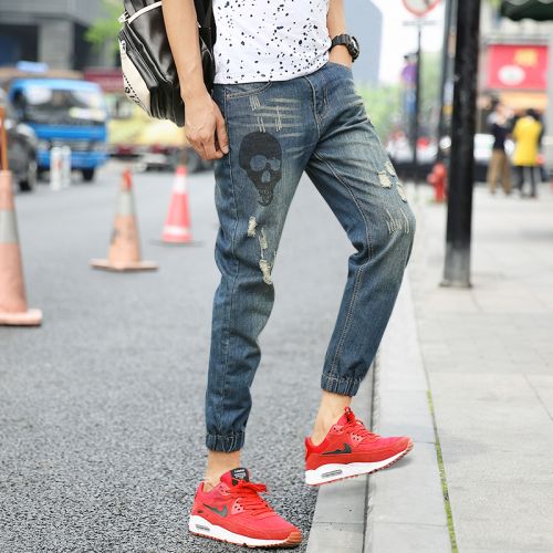 Jeans pour adolescent pieds Slim en coton été - Ref 1464992