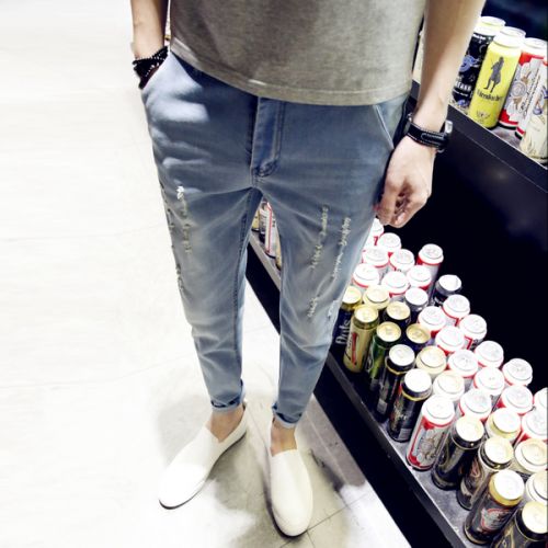 Jeans pour jeunesse pieds Slim en coton été - Ref 1465002