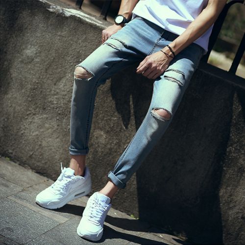 Jeans pour jeunesse pieds Slim en coton été - Ref 1465027