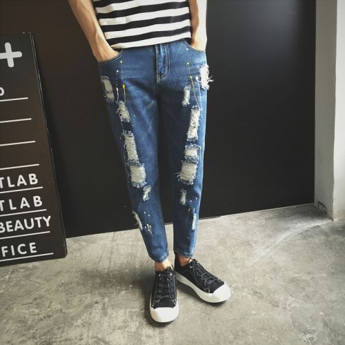 Jeans pour jeunesse pieds Slim JEANS en coton été - Ref 1465051