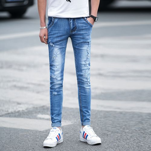 Jeans pour jeunesse pieds Slim en coton Quatre saisons - Ref 1465058