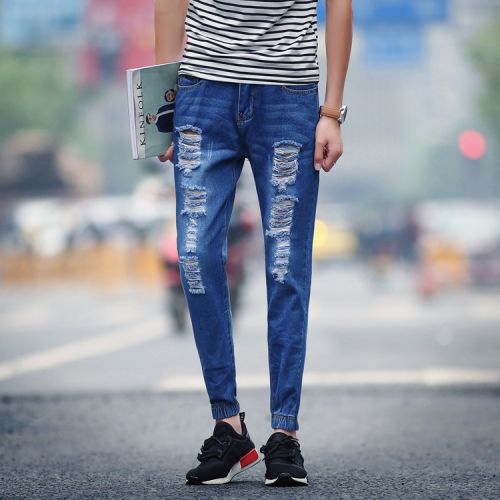 Jeans pour adolescent pieds Slim en polyester automne - Ref 1465075
