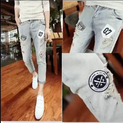 Jeans pour adolescent pieds Slim en coton Quatre saisons - Ref 1465087