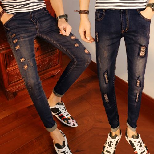 Jeans pour adolescent pieds Slim en coton été - Ref 1465101