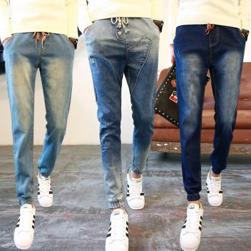 Jeans pour adolescent pieds Slim en coton été - Ref 1465106