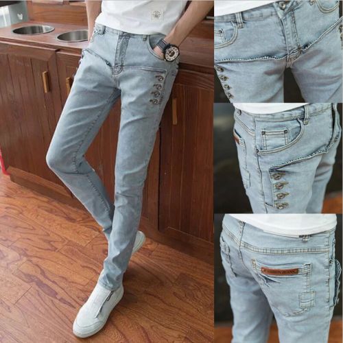 Jeans pour adolescent pieds Slim en coton automne - Ref 1465116