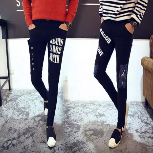 Jeans pour adolescent pieds Slim en coton Quatre saisons - Ref 1465154