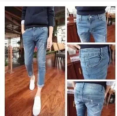Jeans pour adolescent pieds Slim en coton automne - Ref 1465191